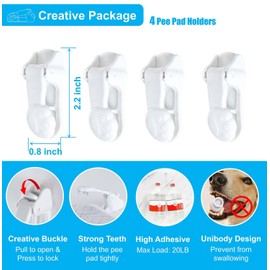 Dog Pee Pad Holder with Walls (4 Pack) for Small & Large Size Wee Wee Pad, Indoor Potty Training Pad Holder for Leg-Lifting Puppies (White)