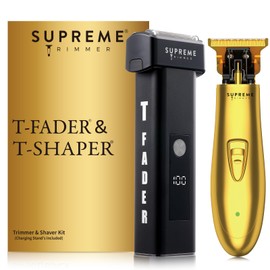 Supreme Trimmer 2-in-1 T-Fader Foil Shaver & T-Shaper Trimmer Set | ST5200 Beard Trimmer STF501 Electric Razor | Travel Hair Trimmer | Gold