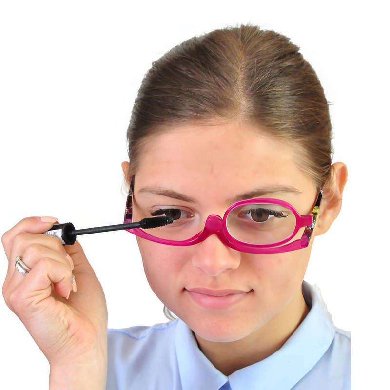 Mini Brille Make-Up Glasses with Flip Lens (Purple), Fashionable Magnifying