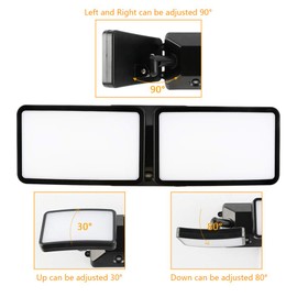 FAGUANGAO Dusk to Dawn LED Security Light,18W Plug in Flood Light Outdoor,5000k Daylight,1600lm, IP55 Waterproof,Adjustable 2 Heads Wall Light for Garage, Porch, Yard, Black,Street