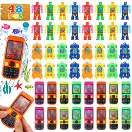 Halloscume 48 Pack Colorful Handheld Water Game Cellphone Water Ring Game Bulk Handheld Game Water Ring Toss for Beach Toys Party Favors Birthday Classroom Prize Box Back to School Gift