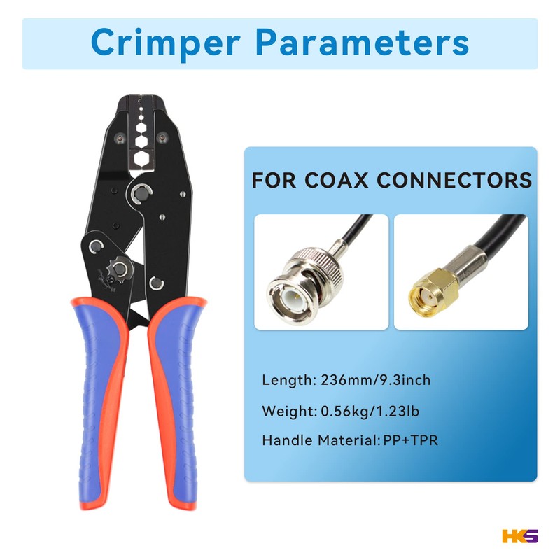 HKS Coax Ratchet Crimping Tool Set for Coaxial RG Cable