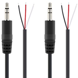 tunghey 2Pack Replacement 3.5mm Male Jack to Bare Wire Open End TRS 3 Pole Stereo 1/8" 3.5mm Jack Plug Connector Audio Cable for Headphone Headset Earphone Cable Repair (Male 0.3m)