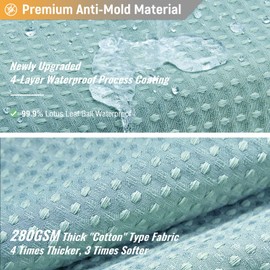 BTTN Waffle Shower Curtains, Heavy Duty Mould Proof Resistant Weighted Fabric Shower Curtain for Bathroom, Waterproof Washable Thick Hotel Luxury Shower Curtain Set with 12 Hooks (182 x 182cm, Teal)