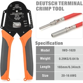 iCrimp IWD-1620 Crimping Tool for Solid Barrel 0.5-1.3 mm², Crimping Tool for German & Amphenol Contacts and ILME Contacts Series CD, Crimping Pliers German Full Contacts and Connector for German DT
