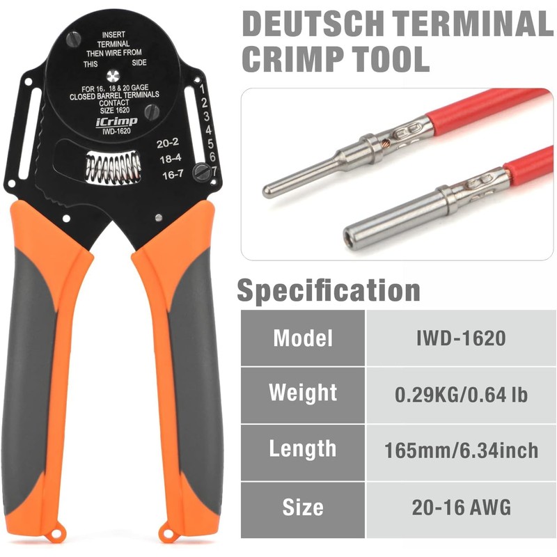 iCrimp IWD-1620 Crimping Tool for Solid Barrel 0.5-1.3 mm², Crimping