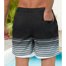 SILKWORLD - Bañador para hombre, de secado rápido, con bolsillos, Rayas Bhw, Small