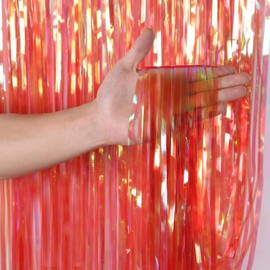 Augsion Tassel Curtain, Sparkling Translucent Fringe Curtain, Background, Gorgeous Metallic Feel, Glossy, Birthday, Decoration, Curtain, 3.3 x 6.6 ft (1 x 2 m), Party Decoration, Prop, Wedding, Girls'
