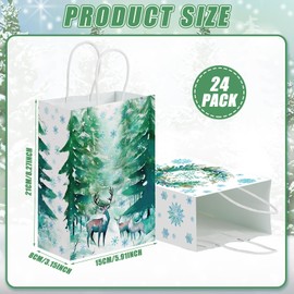 Yeaqee 24 Pcs Christmas Snowflake Gift Bags Winter Wonderland Paper Gift Bags with Handle Christmas Party Favor Bags Winter Candy Goodie Bag for Xmas Holiday Party Supplies