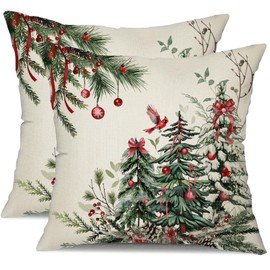 DFXSZ Christmas Pillow Covers 20x20 Inch Set of 2 Christmas Tree Decorative Throw Pillows Winter Christmas Decor for Home Couch TH-35B20