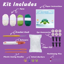 EOKPHULL Crochet Kit for Beginners, Easy Crochet Animal Set for Adults Kids with Step-by-Step Video Tutorials, DIY Knitting Kit Crafts Birthday Gifts (Dinosaur, Turtle)