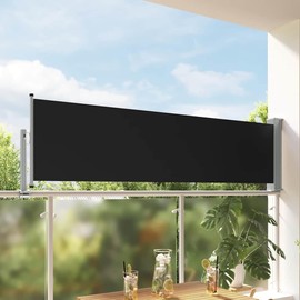 vidaXL Patio Retractable Side Awning 31.5"x118.1", UV- and Tear-Resistant Polyester Fabric with PU Coating, Easy to Assemble and Operate, Includes Mounting Accessories, Ideal for Patio, Terrace, o...