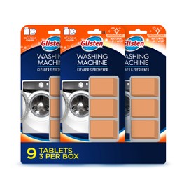 Glisten Washing Machine Cleaner and Freshener Deodorizer for All Top Load and Front Load Washers and HE Machines, Made in the USA, Fresh Scent, 9 Tablets