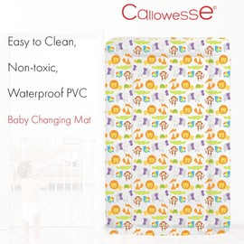 Callowesse Baby Changing Mat 76x45cm. Waterproof, Wipe Clean, Raised Edges, Portable and Foldable – Jungle Fun