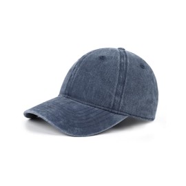 Zylioo Small Heads Washed Baseball Cap,Adjustable Pigment Dyed Baseball Hat,Distressed Denim Dad Hats