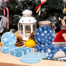 Winter Party Decorations Tableware, 60Pcs snowflake party decorations includes Snowflake Plates and Napkins, Snowflake Winter Wonderland Plates and Napkins for Winter Holiday Christmas Decorations