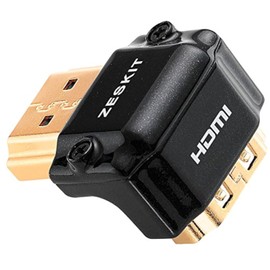 Zeskit Zinc Alloy Full Shielding HDMI Right Angle Adapter, 24K Gold Plated Connectors (Side-90/W)