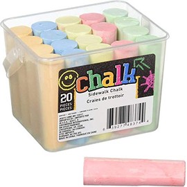 EBK Assorted Color Sidewalk Chalk for Outdoor Activity Playground Pavement Fun for Kids Indoor Teacher School Blackboard Chalkboard (20 Pieces in a carry container)