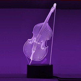 Upright BASS - 3D LED LAMP Optical Illusion Light with 7 Color Changing Lighting Effects