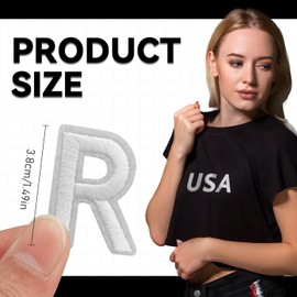 LEMIBK Iron on Letters Numbers Patches, Embroidered Patches Letters A-Z, Numbers 0-9, Applique for Clothes, Dress, Hat, Jeans, DIY Accessories, 144 PCS White