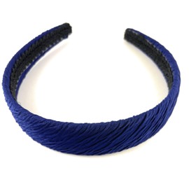 Fashion Accessories Now dark royal blue textured headband 1 1/8 inches wide fabric covered hair band headband
