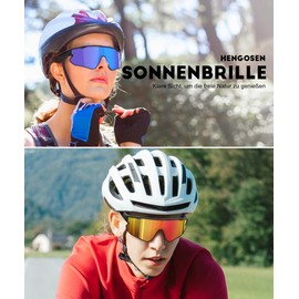 HENGOSEN Sports Sunglasses Polarised Sunglasses Men Women Cycling Glasses Sports Cycling Running UV400 Protection