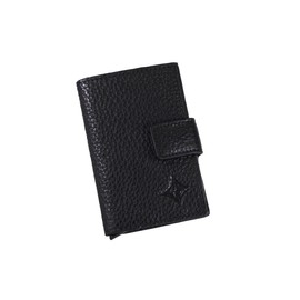 Cuero Estilo Leather Card Holder (Metallic Style) – RFID Protection, Popup Access, Water-Resistant Floater Leather, Multiple Color Options., Black, Leather Card Holder (Metallic Style)