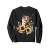 Cute Kitten, Sunflowers BOHO style Sweatshirt
