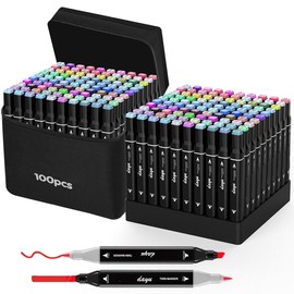 80/100/120/168 Colors Alcohol Markers Dual Tip Art Markers for Kids Marker Pens with Pen Holder and Case for Adult Painting Supplies Perfect for Painting, Coloring Book, Sketching and Drawing:_120 colors