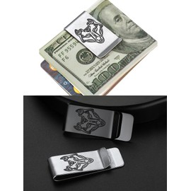 ChainsHouse Wolfskopf Money Clip Men Women Stainless Steel Money Clip Viking Money Clip for Cash Credit Cards, silver