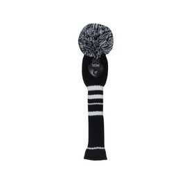 Scott Edward Golf Cover 1Pcs for Driver Fairway or Hybrid Knitted Elastic Yarn Double Layers Big Pom Protect Golf Head Perfect Match Golf Bags (Black White, HY)