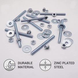 (Pack of 10 pcs) Fully Threaded M8 x 90 mm Screw Rods With Hex Nuts and Washers, Studding Rod Bar, Stud DIN 796-1 (10, M8 x 90 mm)