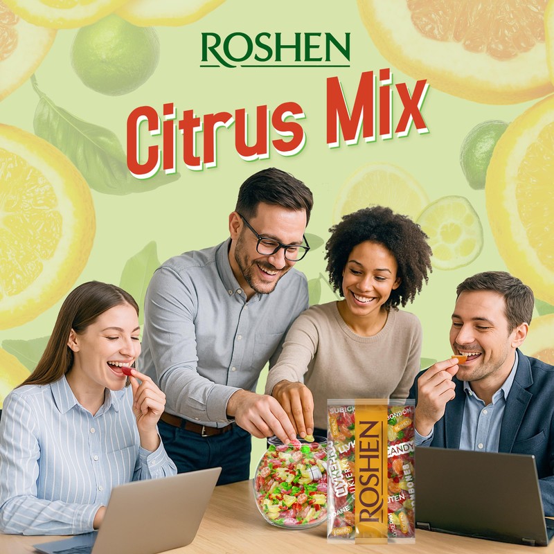 Roshen Hard Candy "Citrus Mix" Kosher and Halal, Delicious, Flavorful