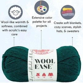 Lion Brand Wool Ease Rainforest 620-078 (3-Skeins - Same Dye Lot) Worsted Medium #4 Acrylic, Wool Yarn for Crocheting and Knitting - Bundle with 1 Artsiga Crafts Project Bag