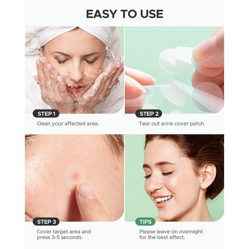 ZATKTK Acne Pimple Patch (180 Counts 4 Sizes), FSA Eligible