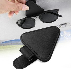 Soporte para Gafas de Sol para Visera de Coche,Clip Magnético de Cuero para Tarjeta de Boleto para Accesorios de Visera de Coche para Anteojos de Pierna Fina, Soporte Magnético para Anteojos, Negro