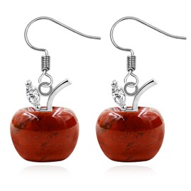 JunyiDIY Women's Red Apple Earrings | Red Stone Dangle Earrings Charming and Romantic Confession Gift for Wife Partners YA4030