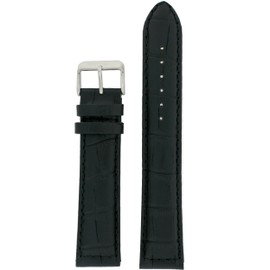Tech Swiss Watch Band Genuine Leather Extra Long Black Alligator Grain 22 millimeter
