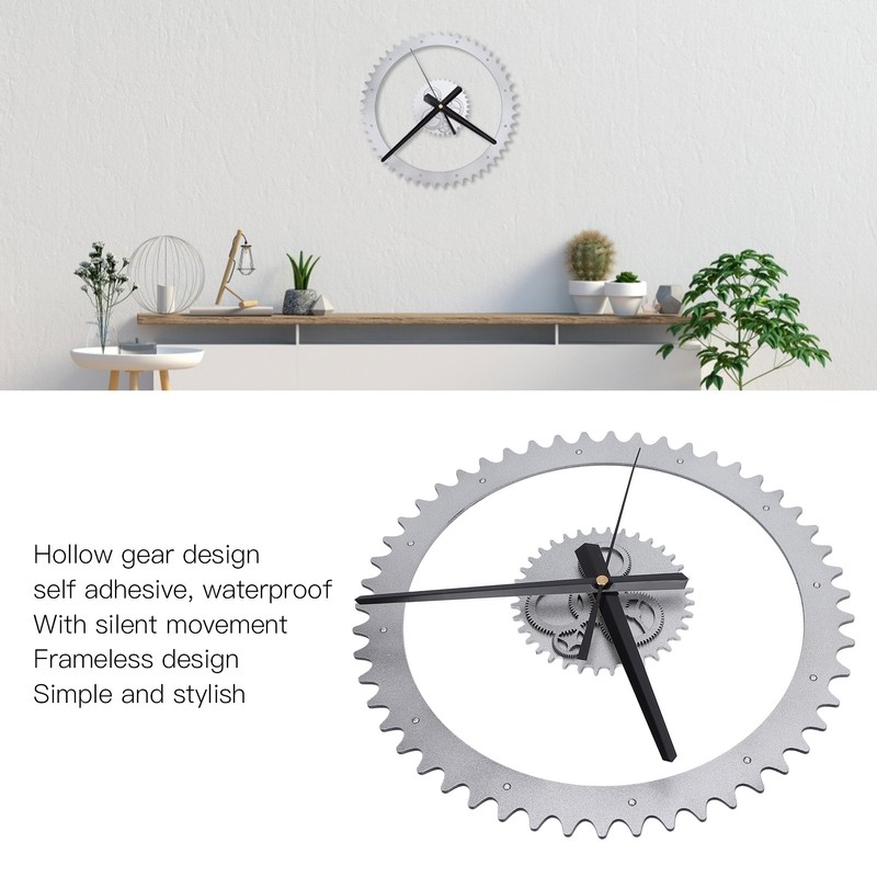Simple Wall Clock Hollow Gear Frameless Design Hanging Clock with