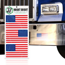 Bright Knight Reflective Flag Sticker, 4" x 7.5" Red/White/Blue American Flag Sticker Mirrored 3 Pack with Retro-Reflective Vinyl, Made in USA