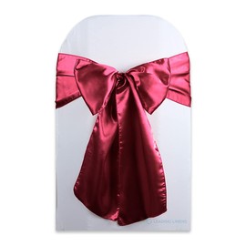 Satin Bow Sash Chair Cover Decoration - Elegant Sashes for Weddings, Banquets, Receptions, Special Events, Restaurants, and Parties - 28 Available Color Choices - Set of 200, Burgundy