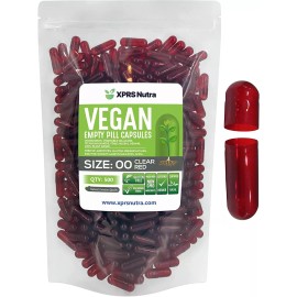 Capsules Express Size 00 Clear Red Empty Vegan/Vegetabl - 10,000