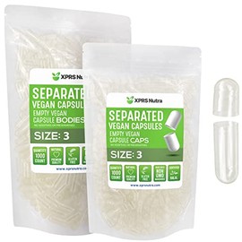 Xprs Nutra Cápsulas Separadas Tamaño Vegano 1000 Unidades Vacías Primera Bolsas Transparentes Pastillas Relleno Suplementos