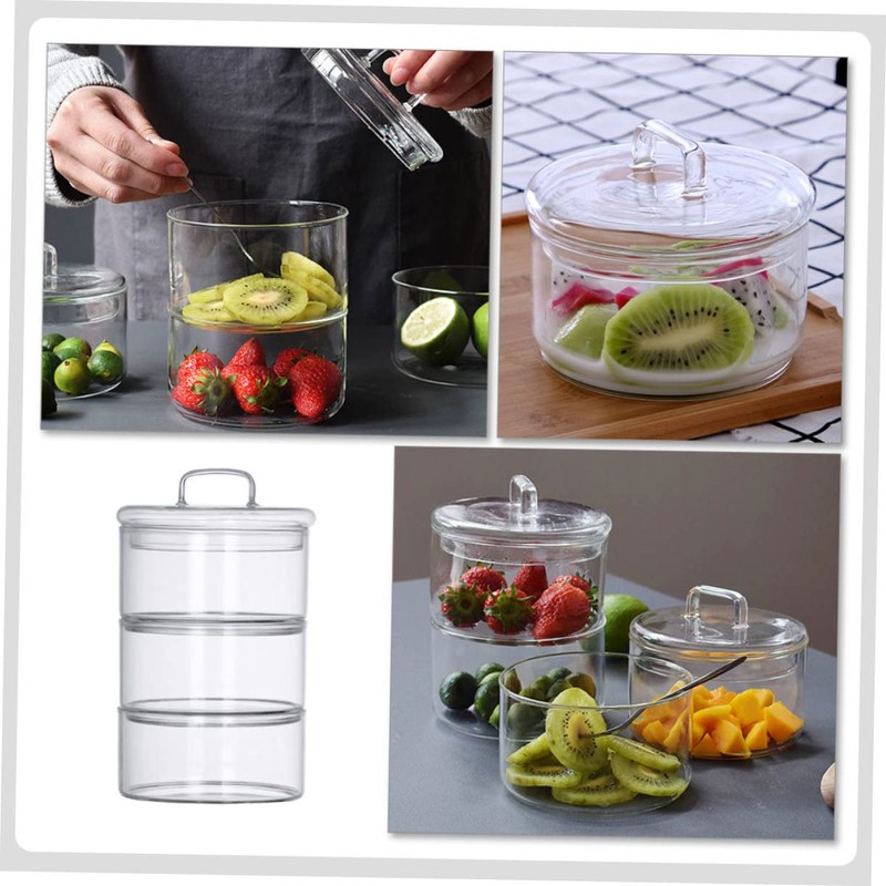 ULTECHNOVO 1Set Stackable Fresh Keeping Bowls for Salad and Grain