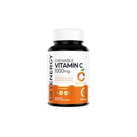OxyEnergy Vitamin C Chewable Tablets 1000mg, Immune Support Supplement with Powerful Antioxidants,Vegetarian VC, Orange Flavored, Gluten Free, 100 Tablets