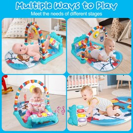 Baby Play Mat Baby Gym，Baby Toy Play Mat Activity Center Baby Piano Music Lights for Boys and Girls Newborn Baby Gift 0 to 3 6 9 12 Months