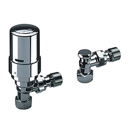 Danfoss RAS-D2 Angle TRV and Lockshield 8/10/15MM-013G6016 for Two-Pipe Domestic Heating Systems - Frost Protection Setting, High Accurate Temperature Control - Bi-Directional Valve (Chrome)