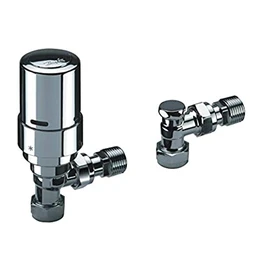 Danfoss RAS-D2 Angle TRV and Lockshield 8/10/15MM-013G6016 for Two-Pipe Domestic Heating Systems - Frost Protection Setting, High Accurate Temperature Control - Bi-Directional Valve (Chrome)