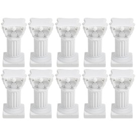 HOMSFOU 10Pcs Greek Columns Candle Holder Resin Roman Pillar Statues Desktop Candleholder Photo Props Farmhouse Rustic Candlestick Stand Antique Decorative Candles Holder White