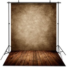 VEOEOV Photo Backdrop, 5X7ft Retro Brown Wall Wood Floor Backdrops for Photography, Thickened Photo Backdrop for Newborn Photography, Photo Studio(No Pocket)